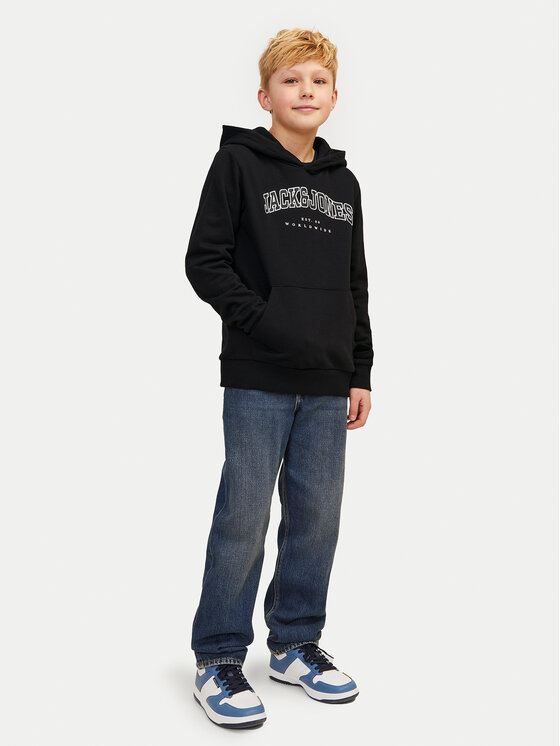 Jack & Jones Junior Jack & Jones Junior Bluza Caleb 12259564 Czarny Relaxed Fit