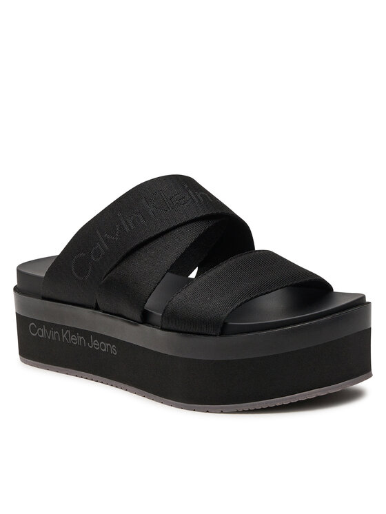 Calvin Klein Jeans Calvin Klein Jeans Pantoletten Flatform Sandal Webbing In Mr YW0YW01361 Schwarz
