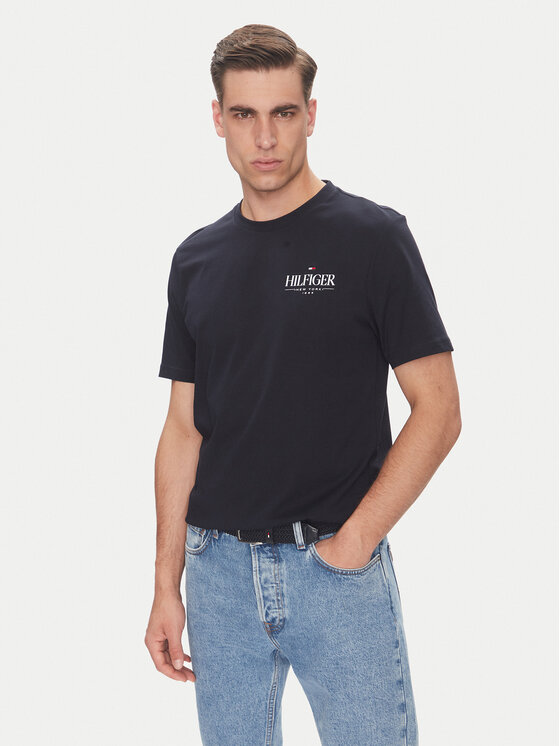 Tommy Hilfiger Tommy Hilfiger Tricou Stack MW0MW39355 Bleumarin Regular Fit