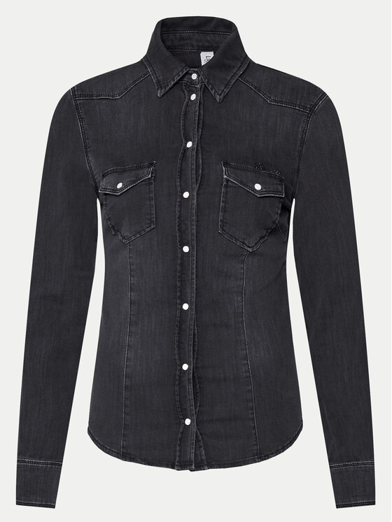 Liu Jo Liu Jo Τζιν πουκάμισο UXX046 D4051 Μαύρο Regular Fit