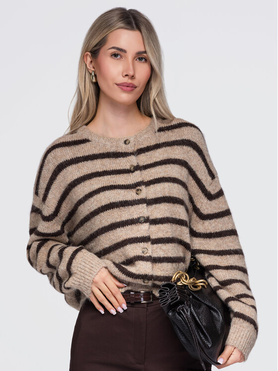 Ombre Ombre Svetr OW-SW-E0029 Béžová Relaxed Fit