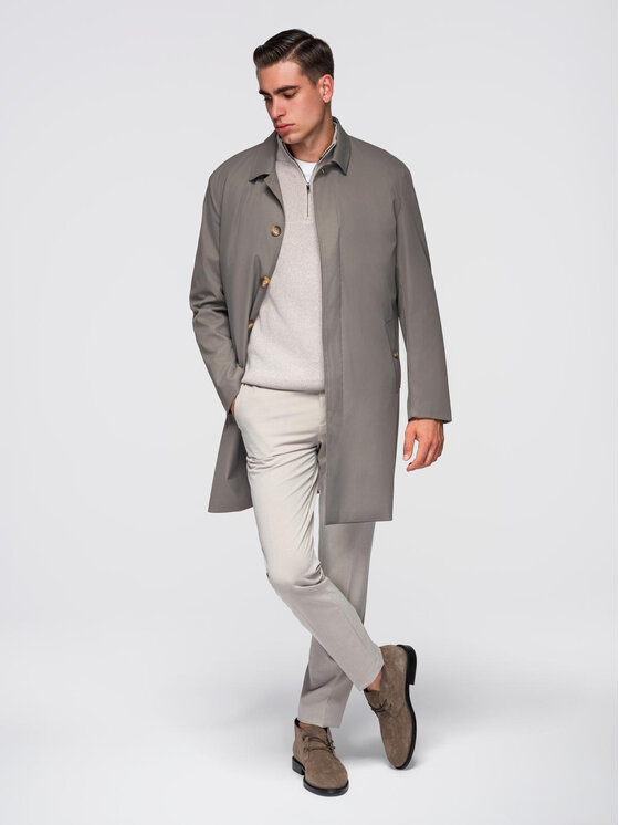 Ombre Ombre Płaszcz zimowy OM-COLC-0144 Brązowy Regular Fit