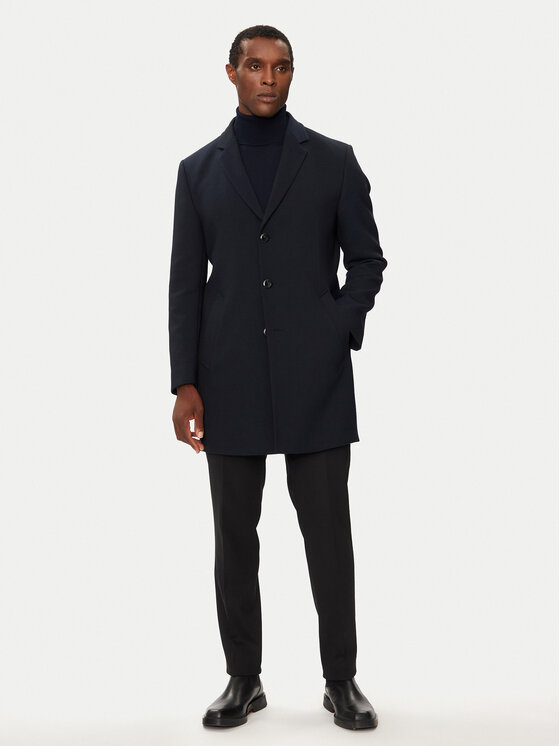Bugatti Bugatti Płaszcz wełniany 626228-64084 Granatowy Regular Fit