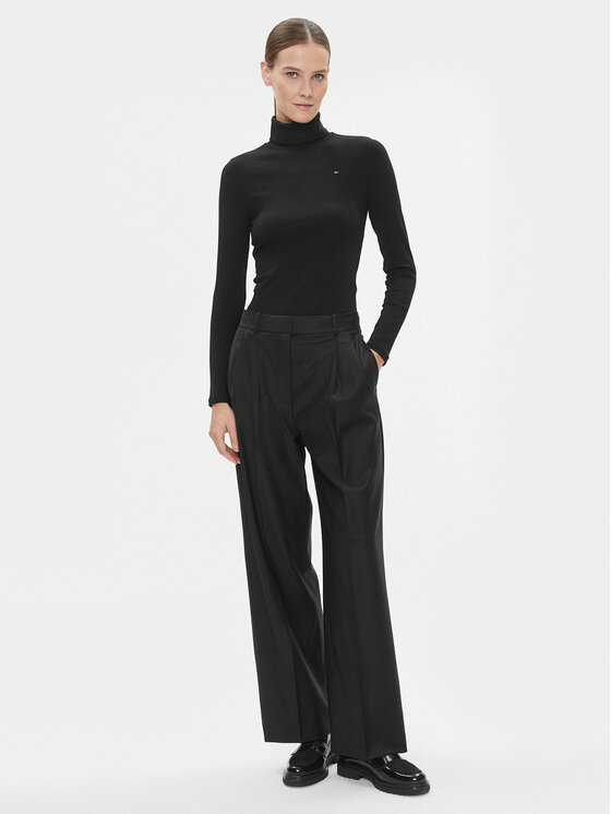 Tommy Hilfiger Tommy Hilfiger Hlače WW0WW39707 Crna Wide Leg