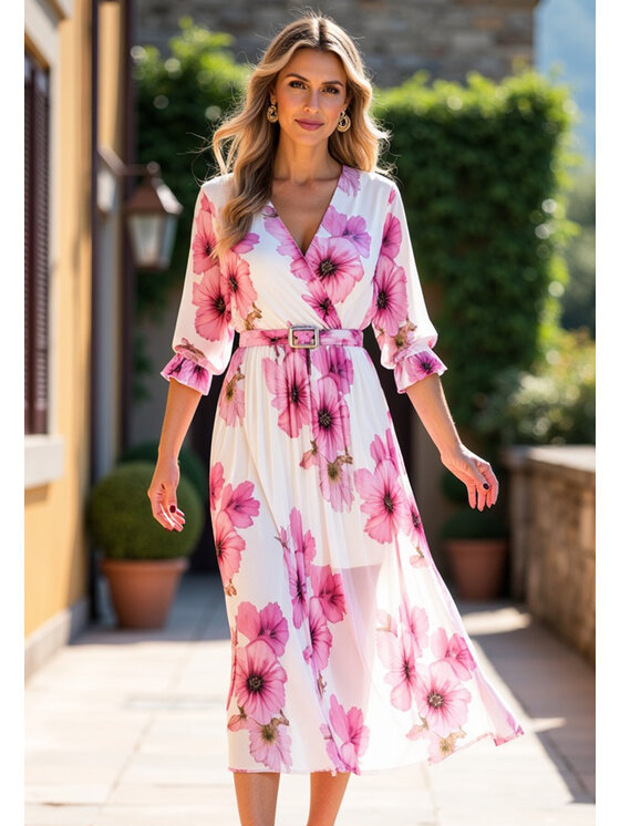 FIGL FIGL Abito da cocktail M1137 Bianco Flared Fit