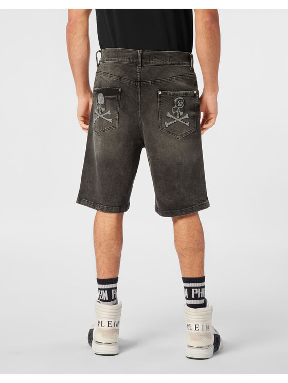 PHILIPP PLEIN PHILIPP PLEIN Szorty jeansowe 24335 Szary Loose Fit