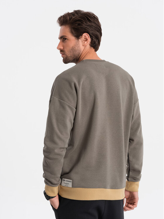 Ombre Ombre Mikina OM-SSNZ-0130 Khaki Oversize