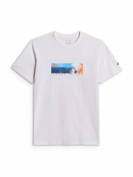 4F 4F T-Shirt BEACHWEAR Biały Regular Fit