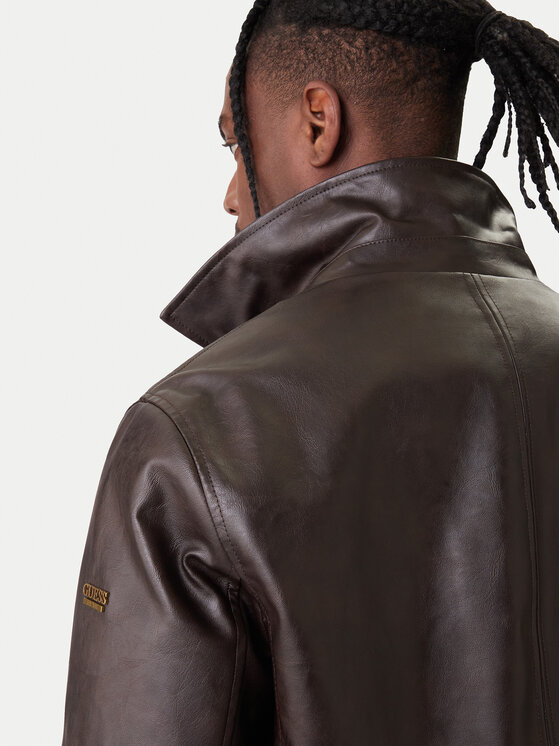Guess Guess Μπουφάν από απομίμηση δέρματος M6RL0A WJ260 Καφέ Regular Fit
