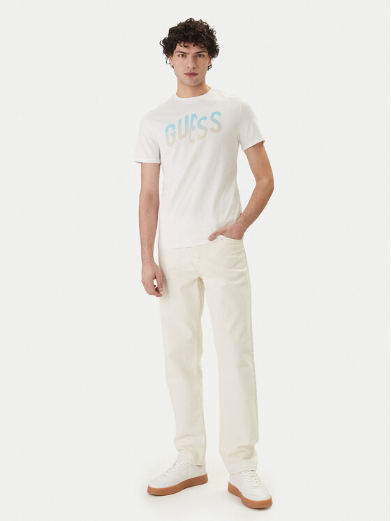 Guess Guess Tričko F6GI02 J1314 Biela Slim Fit