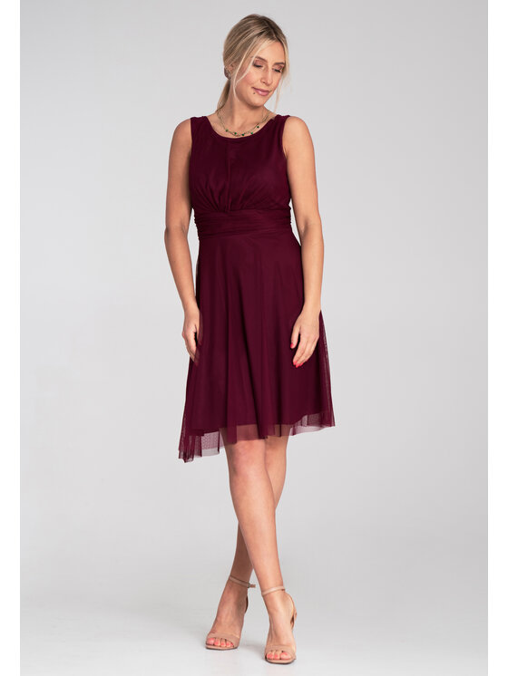FIGL FIGL Sukienka koktajlowa M1208 Bordowy Flared Fit