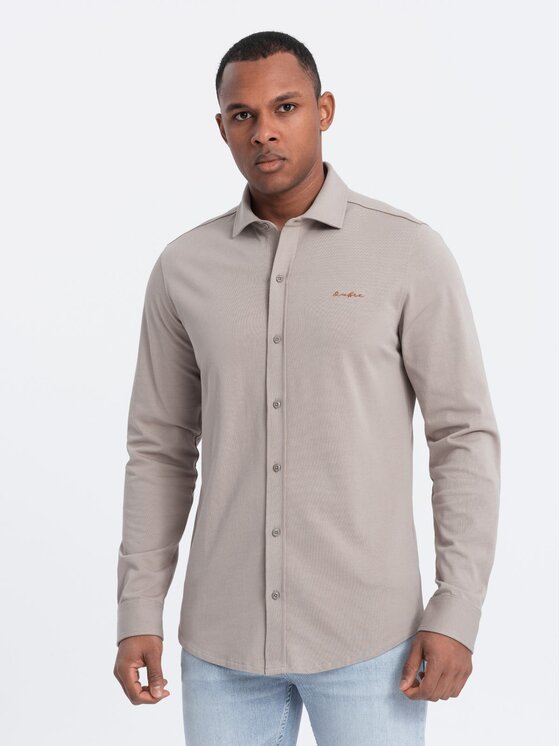 Ombre Ombre Košile OM-SHCS-0138 Šedá Regular Fit