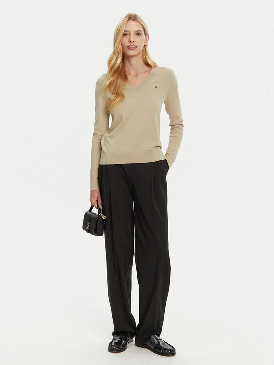 Tommy Hilfiger Tommy Hilfiger Džemper WW0WW40098 Bež Regular Fit