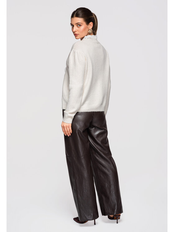 Ombre Ombre Sweter OW-SWCD-0110 Beżowy Regular Fit