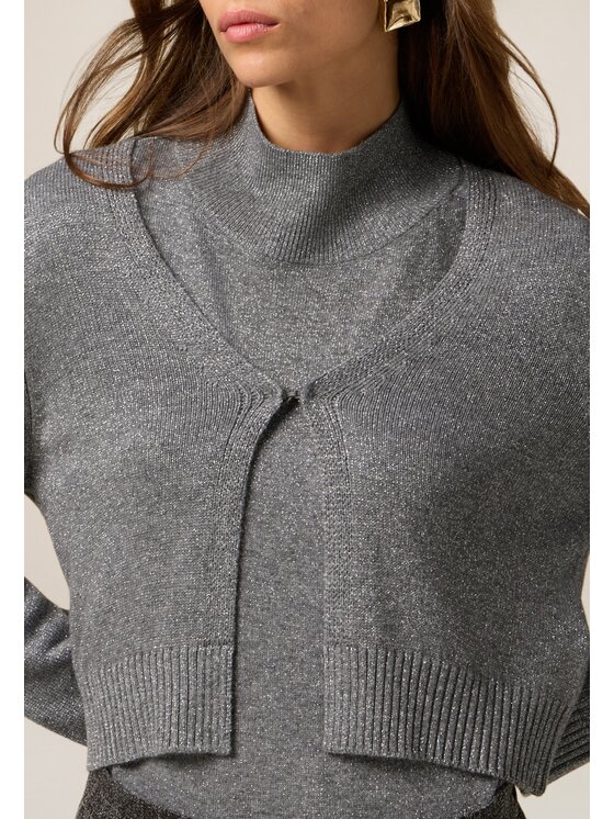 Oltre Oltre Sweter M452J005199N013 Szary Cropp Fit