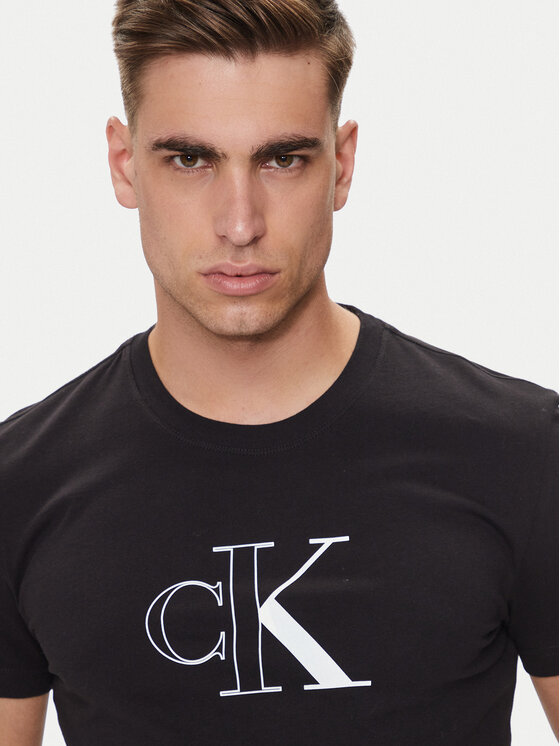 Calvin Klein Jeans Calvin Klein Jeans Majica Outline Monologo J30J325678 Črna Slim Fit