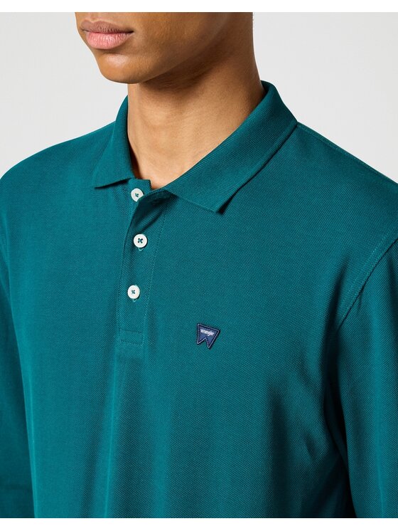Wrangler Wrangler T-Shirt LS POLO Zielony Regular Fit