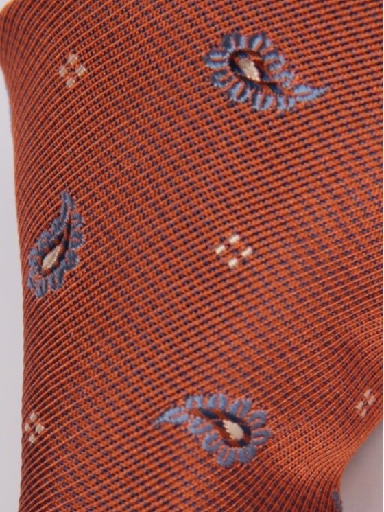 ELSNER ELSNER Γραβάτα SIX FOLD Z JEDWABNEGO ŻAKARDU A5872 Χάλκινο