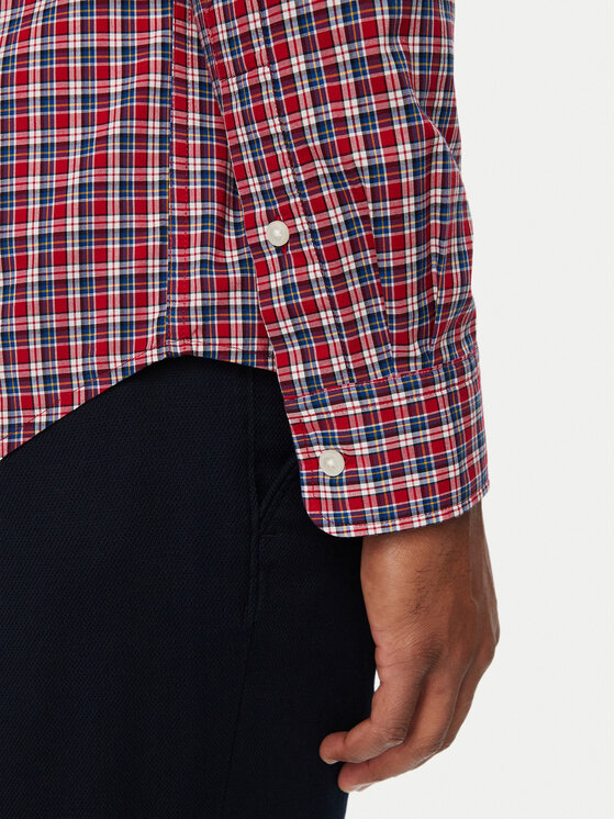 Tommy Hilfiger Tommy Hilfiger Риза Flex Poplin MW0MW44595 Червен Regular Fit