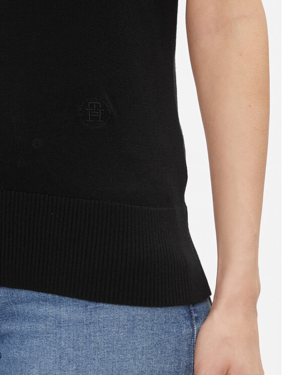 Tommy Hilfiger Tommy Hilfiger Πουλόβερ Md Lyocell Silk Blend Vest WW0WW40980 Μαύρο Regular Fit