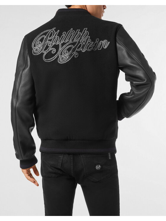 PHILIPP PLEIN PHILIPP PLEIN Kurtka skórzana 26029 Czarny Regular Fit