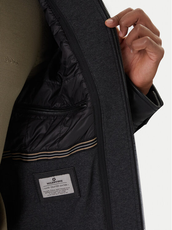 Milestone Milestone Ādas jaka Ms Franklin 531012 21265 Melns Regular Fit