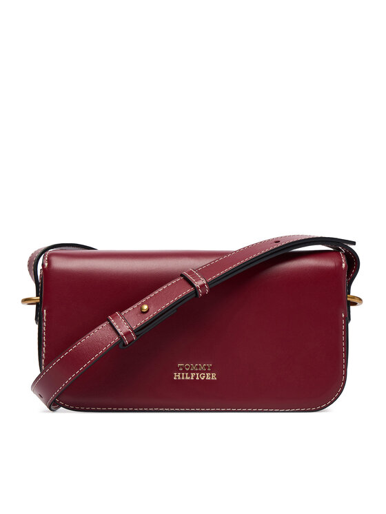 Tommy Hilfiger Tommy Hilfiger Ročna torba Th Script Flap Crossover AW0AW18399 Bordo rdeča