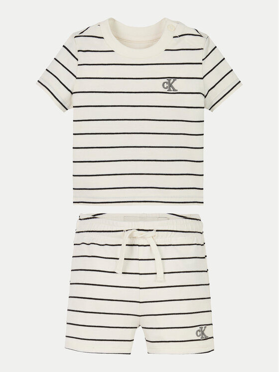 Calvin Klein Jeans Set tricou și pantaloni scurți IN0IN00310 Bej Regular Fit