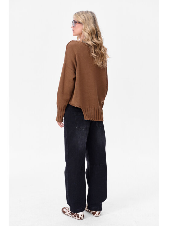 blue shadow blue shadow Sweter Bocq Brązowy Regular Fit