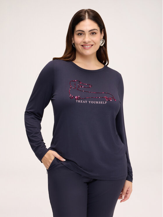 Fiorella Rubino Fiorella Rubino Bluzka G02HL009658N034 Niebieski Regular Fit