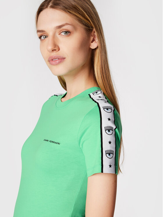 Chiara Ferragni Chiara Ferragni T-Shirt 73CBHT13 Πράσινο Slim Fit