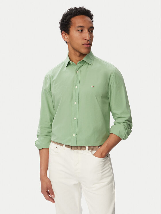 Tommy Hilfiger Cămașă Gmd MW0MW43298 Verde deschis Regular Fit