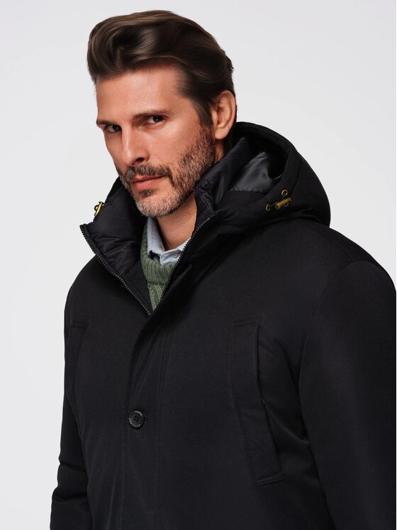Ombre Ombre Parka OM-JAPJ-0287 Czarny Regular Fit