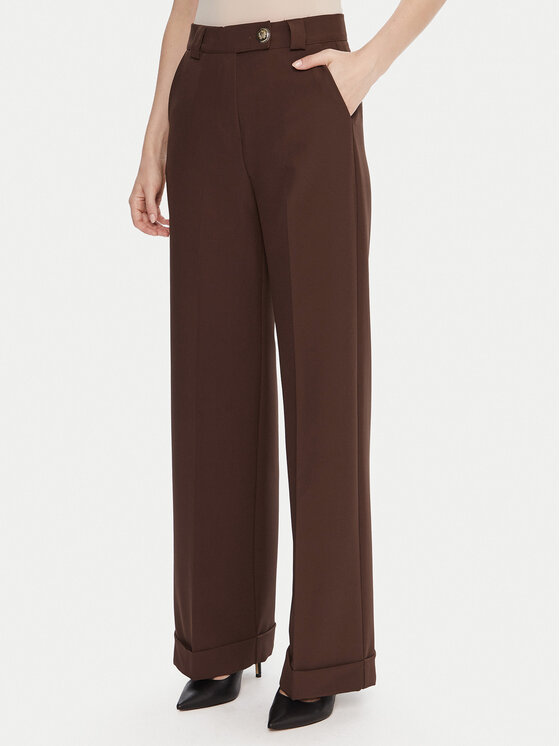 Maryley Maryley Текстилни панталони 25IB563/43CO Кафяв Regular Fit