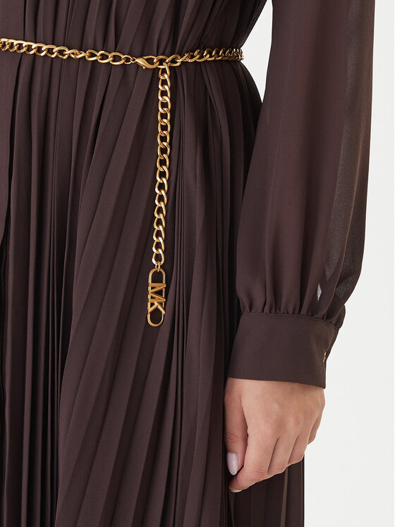 MICHAEL Michael Kors MICHAEL Michael Kors Рокля тип риза MF5838A7R3 Кафяв Regular Fit