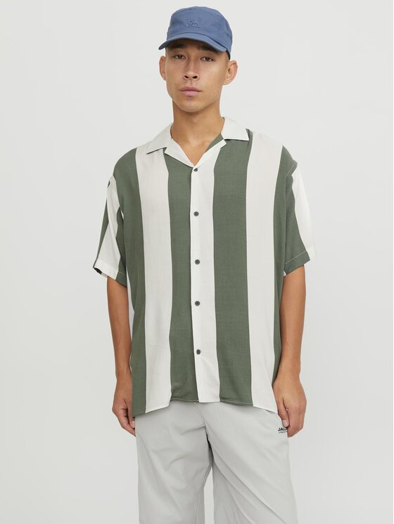 Jack & Jones Jack & Jones Πουκάμισο Jcojeff Aop Resort Ss Relax Ln Πράσινο Shirt Fit