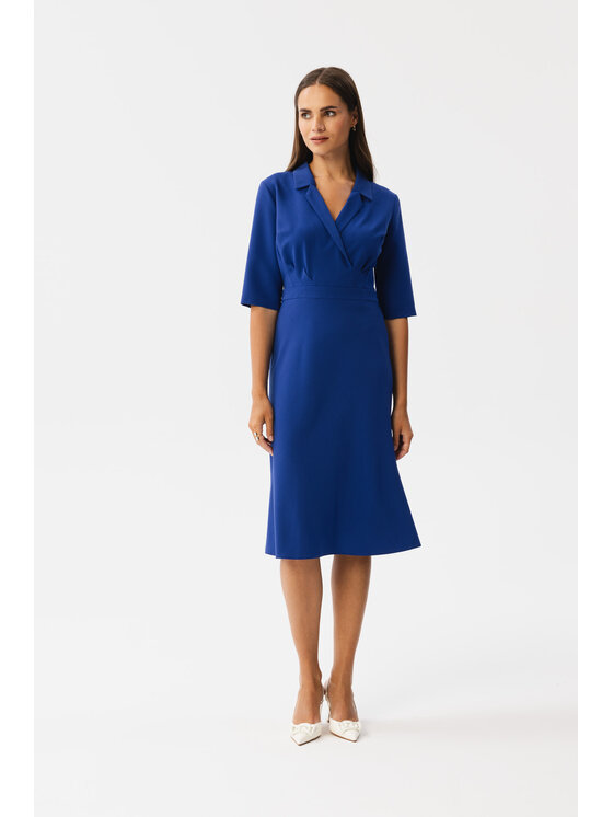 Stylove Stylove Koktejlové šaty S348 Modrá Modern Fit
