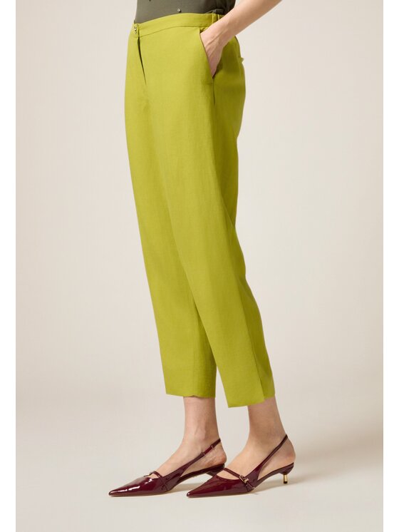 Oltre Oltre Pantaloni di tessuto P063R008584N005 Verde Regular Fit