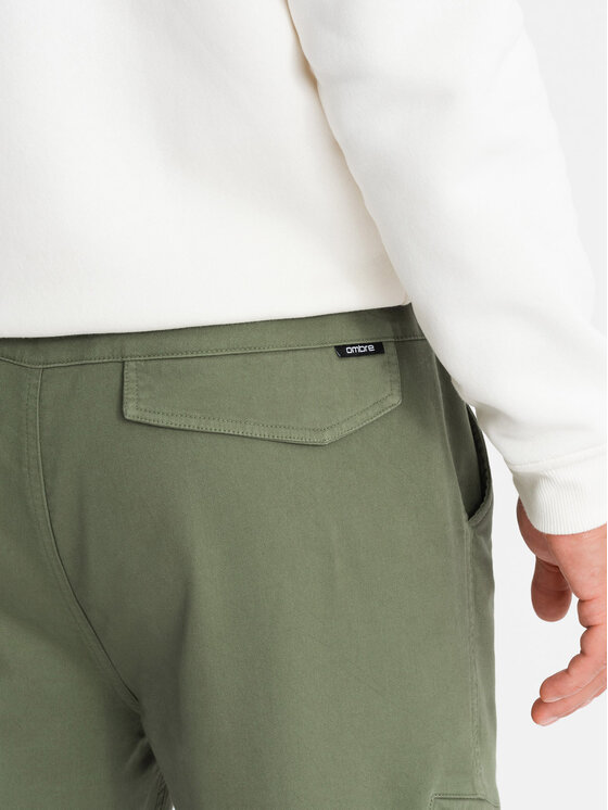 Ombre Ombre Joggers kalhoty OM-PAJO-0199 Khaki Regular Fit
