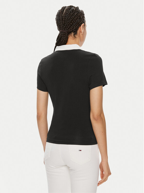 Tommy Jeans Tommy Jeans Polo marškinėliai Contrast DW0DW17225 Juoda Slim Fit