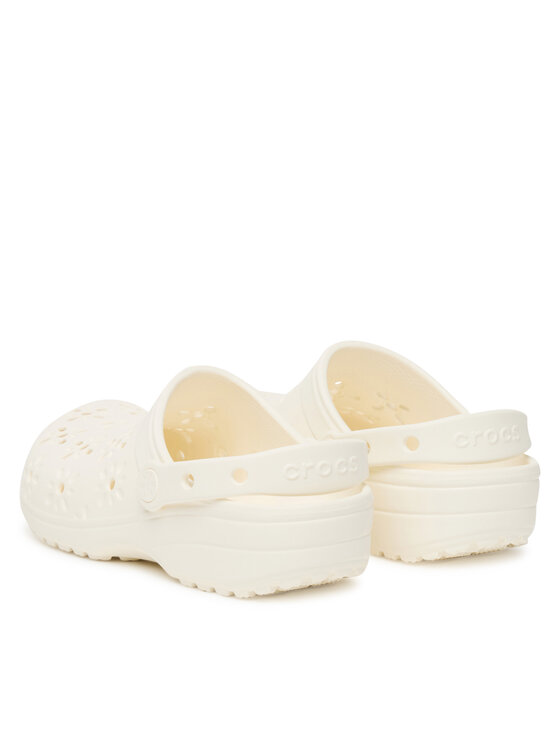 Crocs Crocs Şlapi Classic Floral Cut-Out Clog 210927 Écru