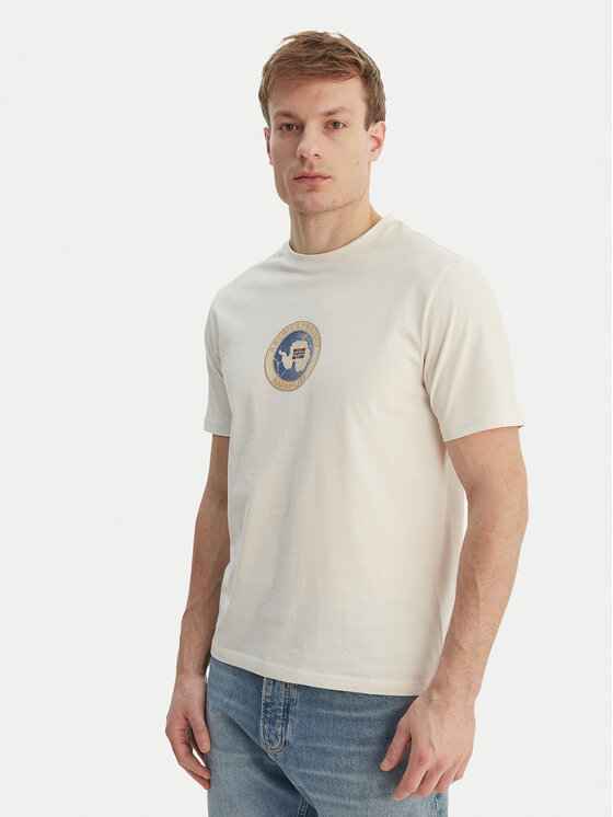 Napapijri Napapijri Tričko S-Phos NP0A4G5A Écru Relaxed Fit