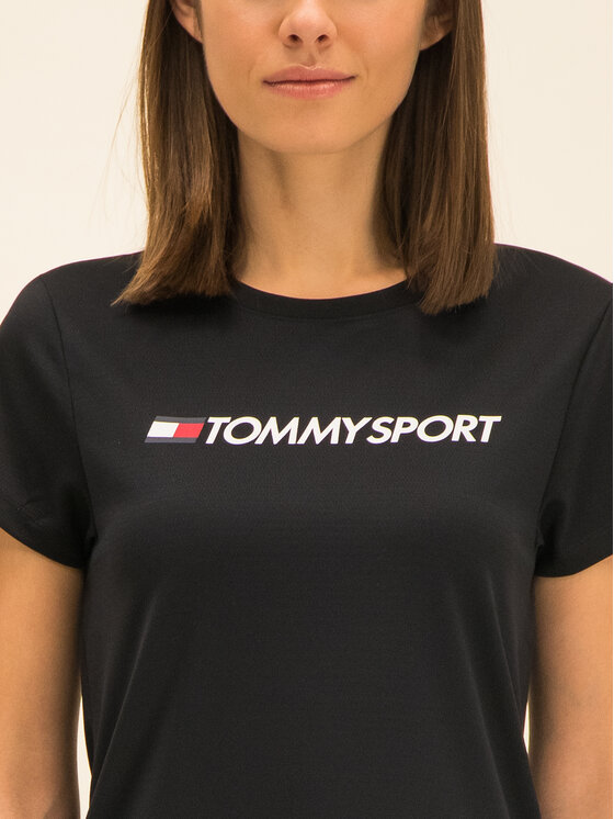 Tommy Sport Tommy Sport Tricou Chest Logo S10S100055 Negru Regular Fit