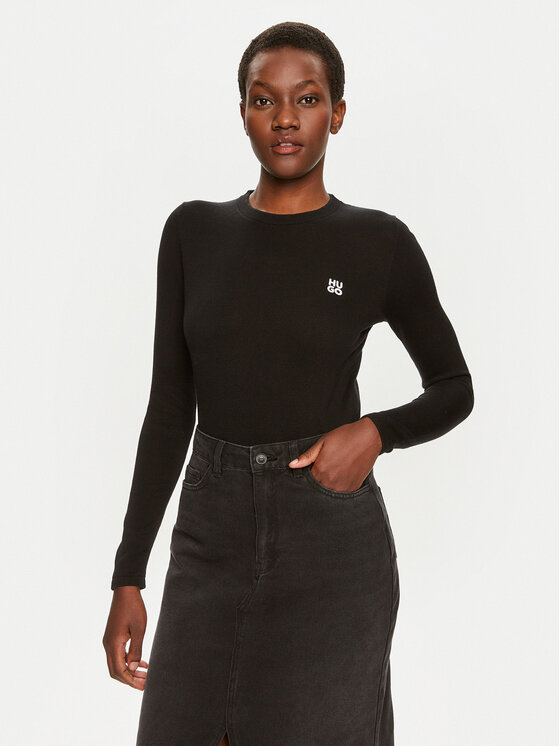 HUGO Hugo Sweater Scallia 50514296 Fekete Slim Fit