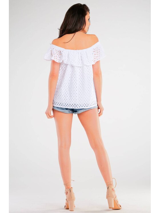 Awama Awama Bluzka A437 Biały Basic Fit