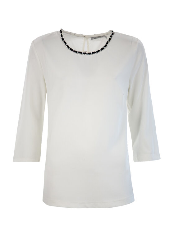 QUIOSQUE QUIOSQUE Blúzka CHAIN SHIRT Écru Regular Fit