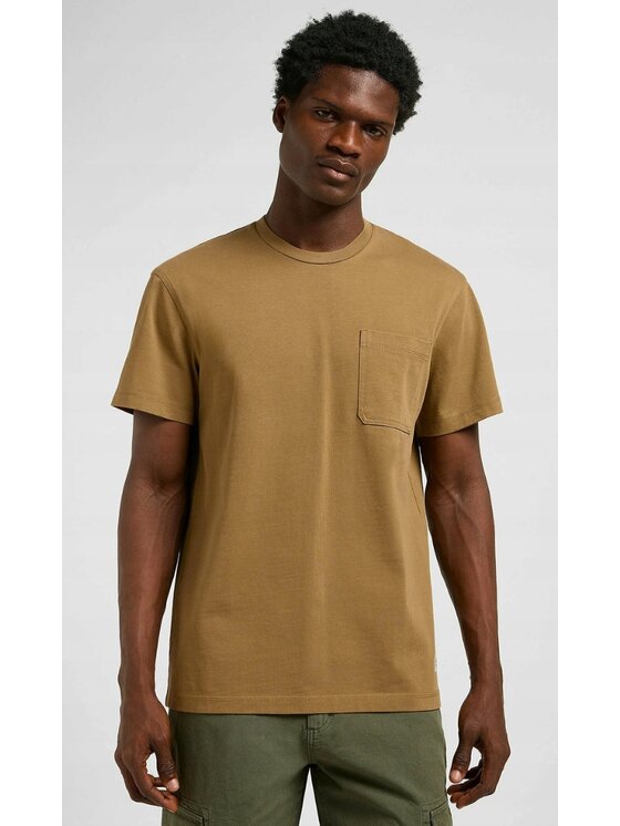 Lee Lee T-Shirt WW Pocket Tee Brązowy Relaxed Fit