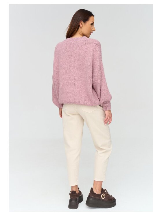 Makadamia Makadamia Sweter C83 Różowy Loose Fit