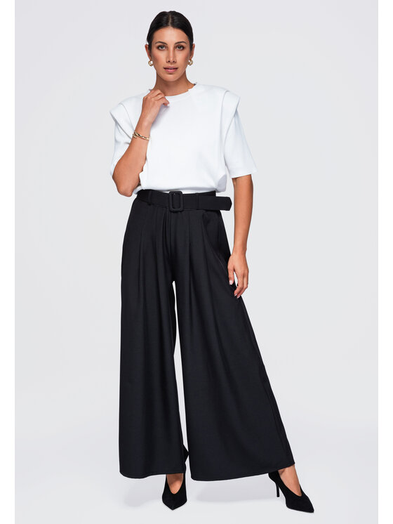 Ombre Ombre Spodnie materiałowe OW-PA-E0021 Czarny Relaxed Fit