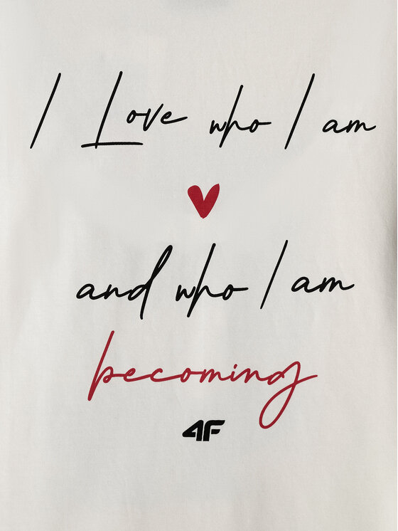 4F 4F T-Shirt SELF LOVE Biały Relaxed Fit